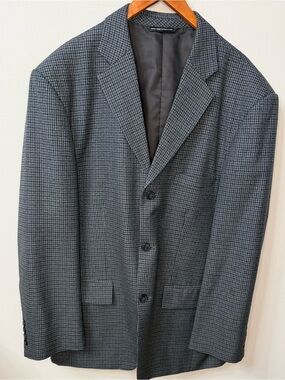 Roberto Regio Wool Blend Blazer Gray Houndstooth Sport Coat Mens